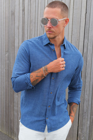 Jack & Jones Summer Shirt Linen Blend LS Navy Blazer