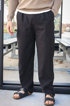 Solid Ethan Tapered Pleat Trousers True Black