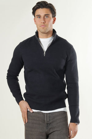 ONLY & SONS PHIL COTTON HALF ZIP KNIT Dark Navy