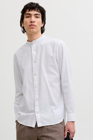 Jack & Jones Summer Shirt Linen Blend Band LS White