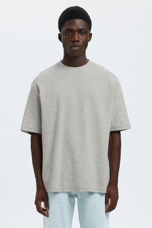 Selected Loose Oscar O-Neck Tee SS Light Grey Melange