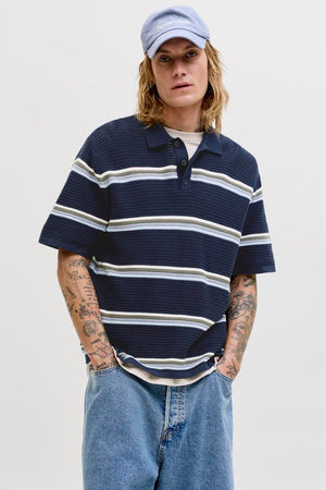 Jack & Jones Jormaine Knit Stripe Polo Sky Captain
