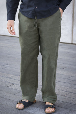 ONLY & SONS Sinus Loose Cotton Linen Pants Olive Night