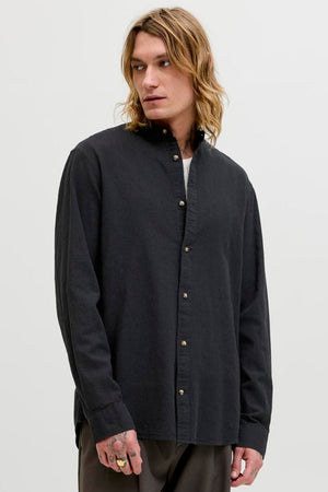 Jack & Jones Summer Shirt Linen Blend Band LS Black