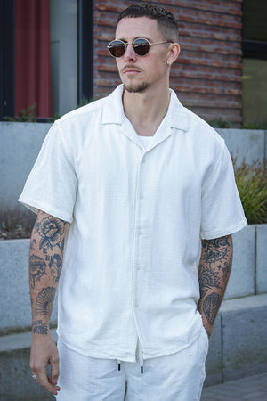 ONLY & SONS Latham Resort Linen Structure Shirt Cloud Dancer