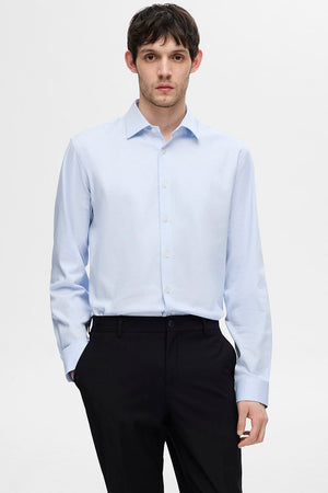 Selected Performance Stretch LS Shirt Light Blue Mixed White