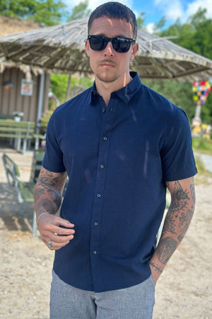 Selected Regular New Linen Shirt SS Sky Captain