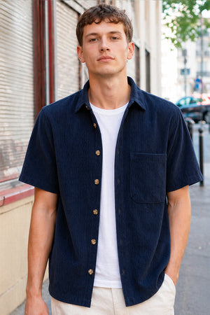 Only & Sons Tile Corduroy 0111 SS Shirt Dark Navy