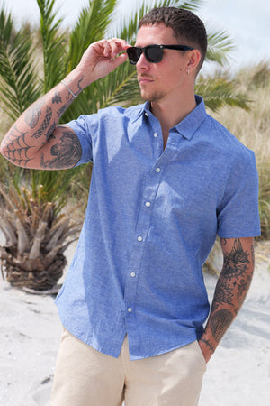 Selected Regular Sun Linen Shirt SS Medium Blue Denim