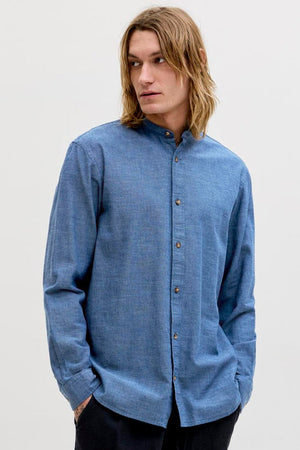 Jack & Jones Summer Shirt Linen Blend Band LS Navy Blazer