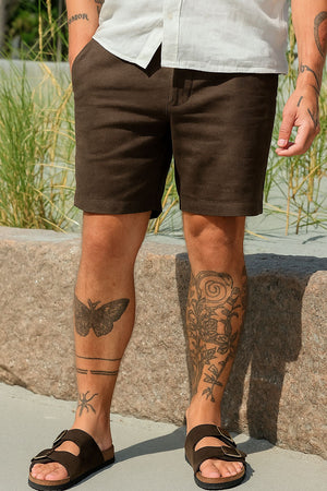 Selected Regular Brody Linen Shorts Chocolate Torte