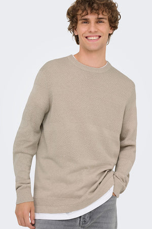 ONLY & SONS Malik Crew Neck Knit Silver Lining