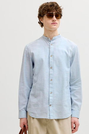 Jack & Jones Summer Shirt Linen Blend Band LS Celestial Blue