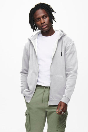 Only & Sons Ceres Zip Thr Hoodie Super Light Grey Melange