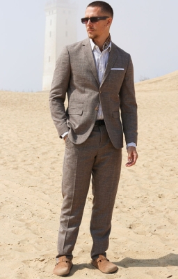 Selected Slim Oasis Linnen Suit Dark Sand Melange