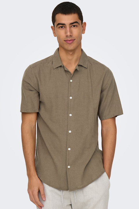 ONLY & SONS Caiden SS Resort Linen Shirt Fossil