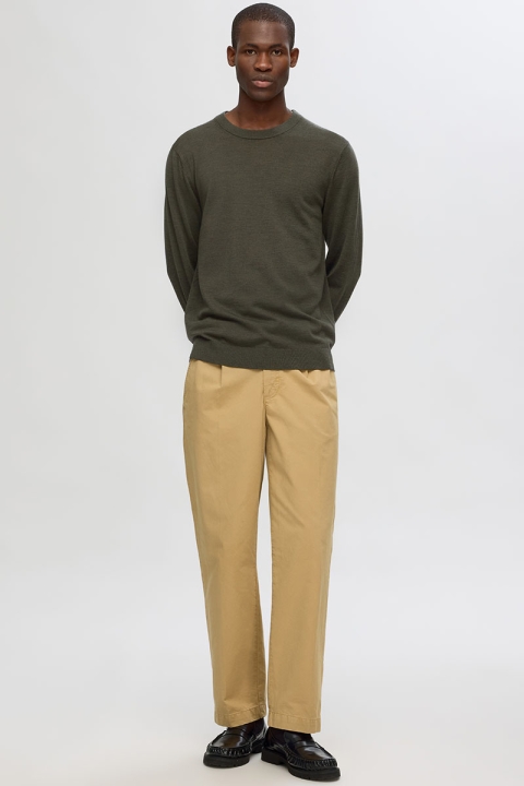 Selected Tray LS Merino Knit Crew Neck Forest Night