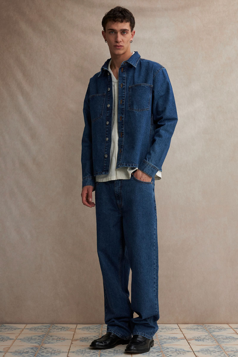 Solid William Overshirt Middle Blue Denim