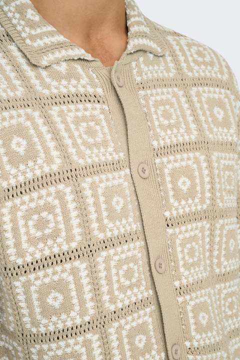 ONLY & SONS Bart Relax SS Knit Shirt Silver Lining