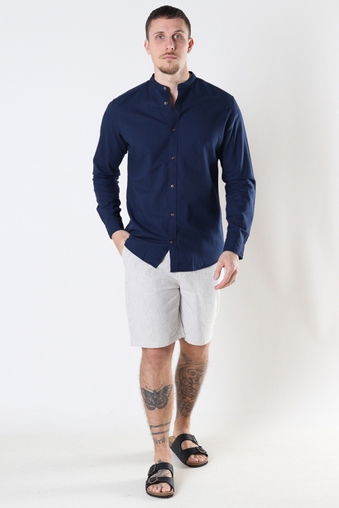 Jack & Jones Summer Band Shirt LS Navy Blazer