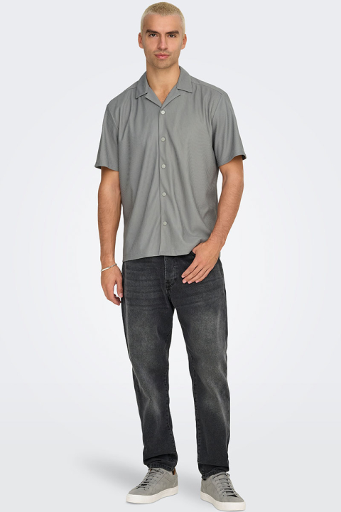 ONLY & SONS Kari Relaxed Plizze Resort SS Shirt Limestone