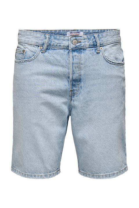 ONLY & SONS Edge Straight Fit Denim Shorts Light Blue Denim