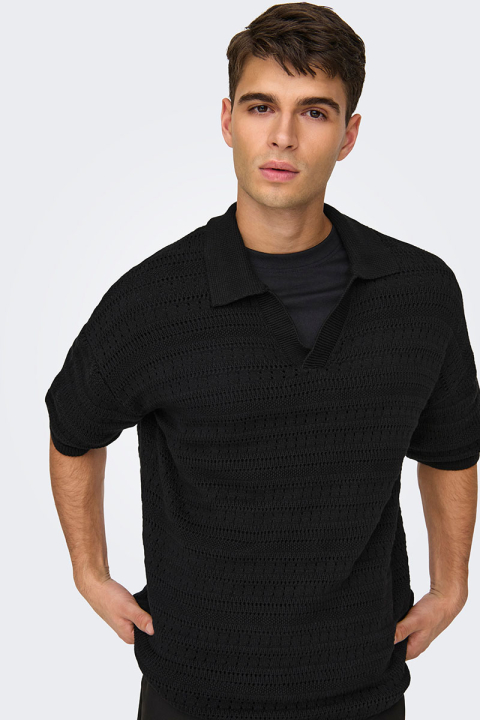 ONLY & SONS Grayson SS Chocket Knit Polo Black