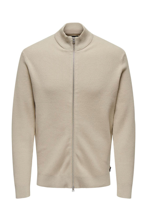 ONLY & SONS Phil Structure Cardigan Zip Knit Silver Lining