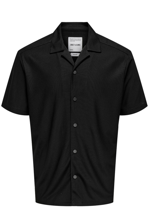 ONLY & SONS Kari Relaxed Plizze Resort SS Shirt Black