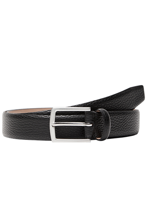 Selected Carl Classic Grained Leather Belt Black