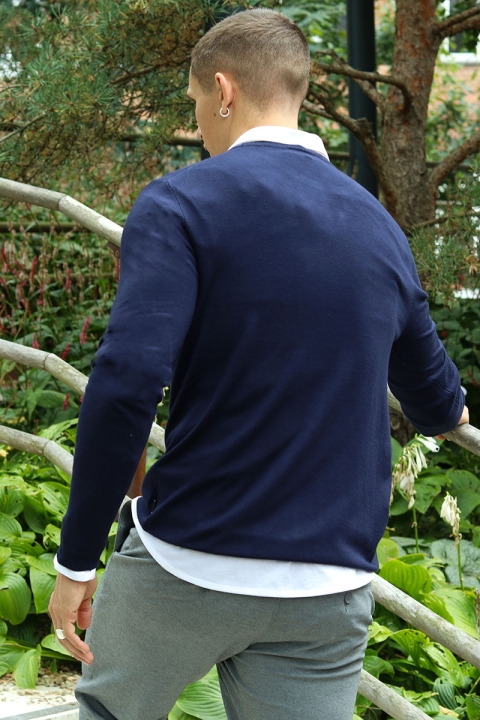 JEFF GREYSON CREW KNIT Navy