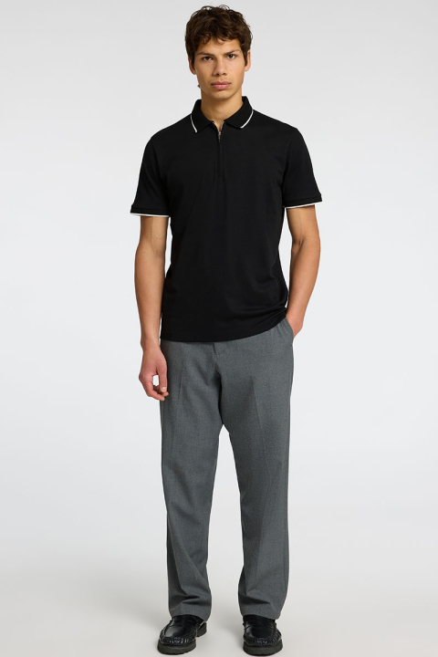 Selected Fave Zip Sport Polo SS Black