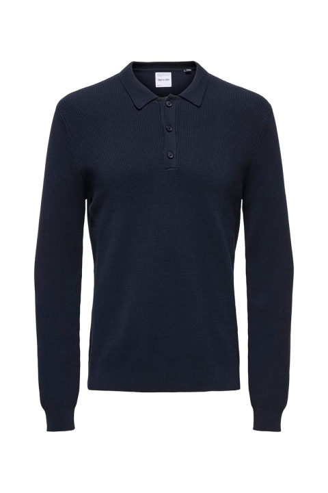 ONLY & SONS Phil Rib LS Polo Knit Parisian Night