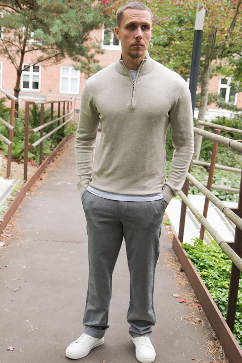 JEFF FRANKIE HALF ZIP KNIT Beige