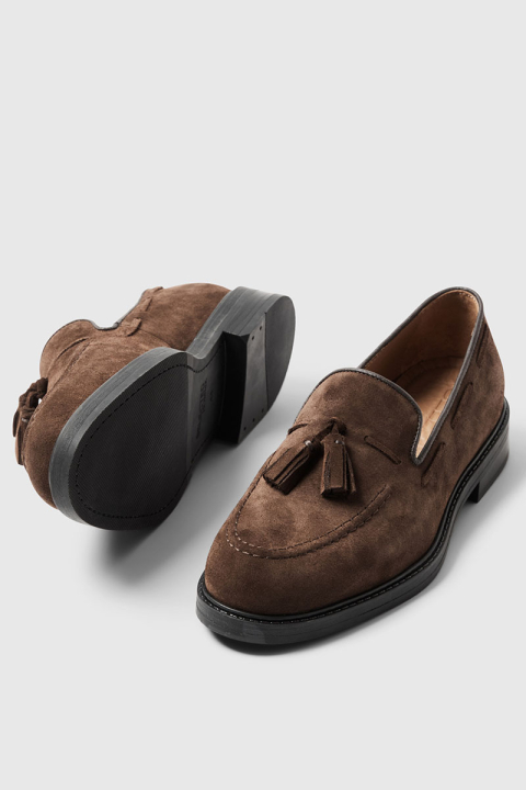 Selected Blake Suede Tassel Loafer Chocolate Brown