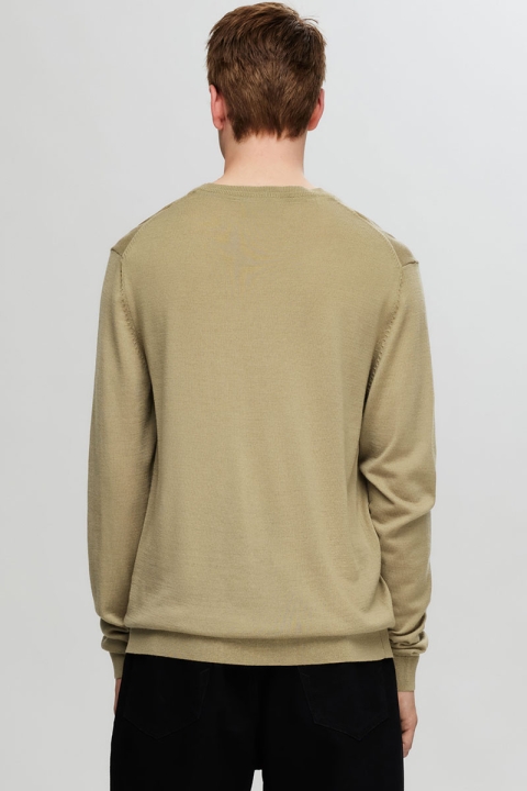 Selected Tray LS Merino Knit Crew Neck Kelp