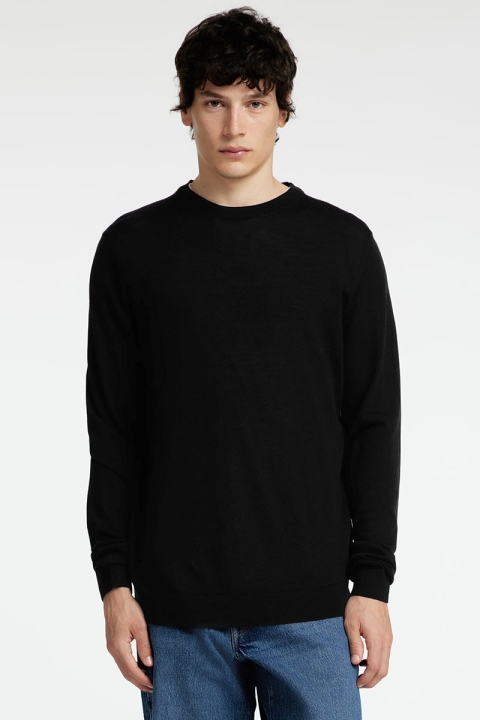 Selected Tray LS Merino Knit Crew Neck Black