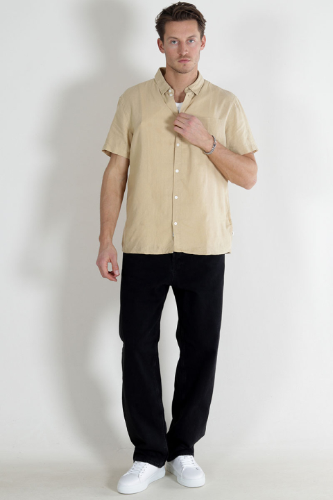 Solid Allan SS Linen Shirt Curds & Whey