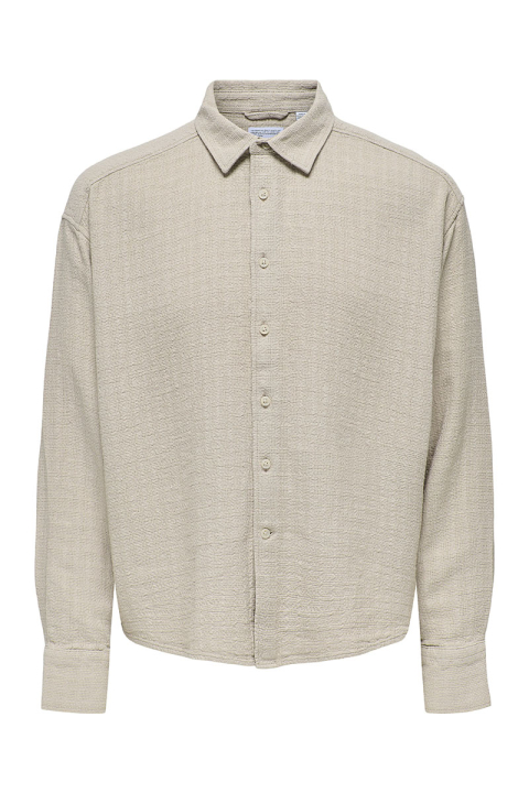 ONLY & SONS Latham LS Linen Structure Shirt Silver Lining