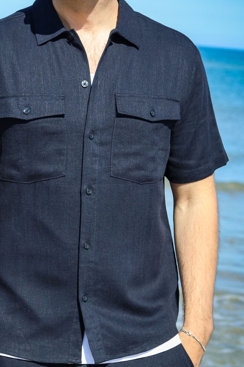 ONLY & SONS Kari Relaxed SS Shirt Viscose Linen Dark Navy