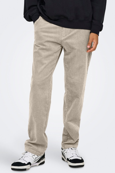 ONLY & SONS Edge Straight Fit Corduroy Pants Silver Lining