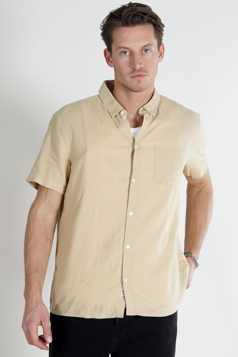 Solid Allan SS Linen Shirt Curds & Whey