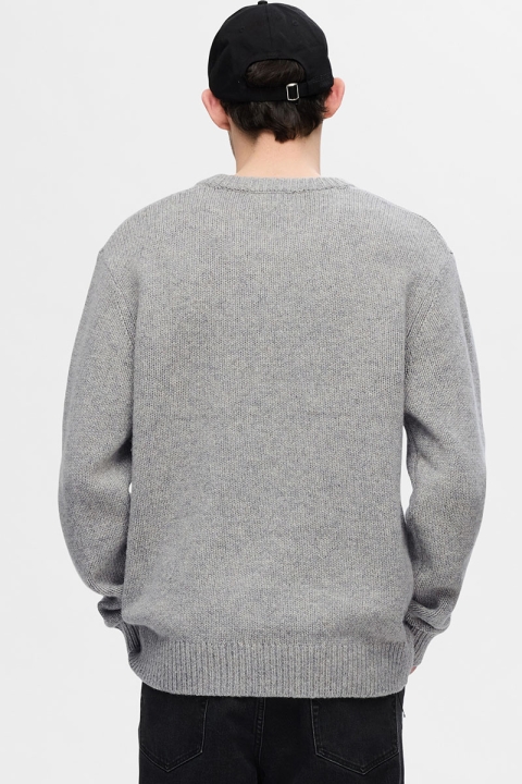 Selected Cody Knit LS Relaxed Crew Neck Light Grey Melange