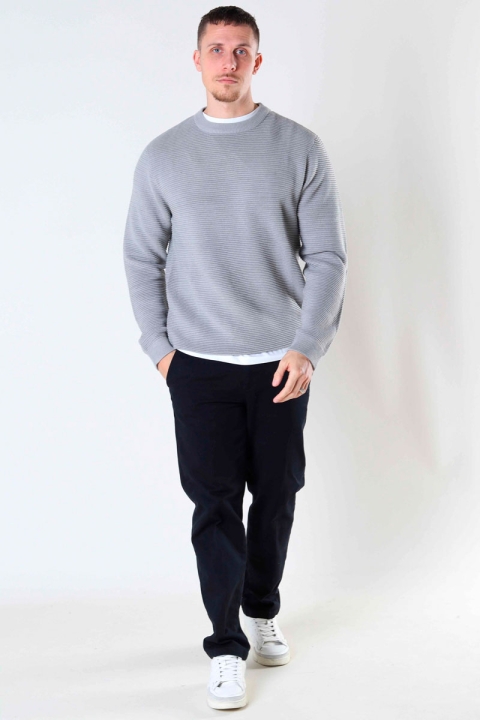 Solid Valencia Crew Knit Light Grey Melange