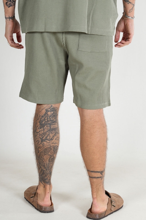 Selected Loose Casper Waffle Shorts Vetiver