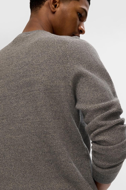 Selected Ross Knit Structure Crew Neck Asphalt