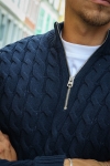 ONLY & SONS Kicker Cable Knit Half Zip Dark Navy