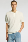 Selected Cran SS Structure Half Zip Knit Polo Egret