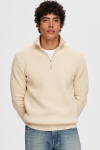 Selected Dane LS Structure Knit Half Zip Oatmeal