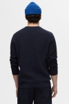 Selected Ross Knit Structure Crew Neck Dark Sapphire